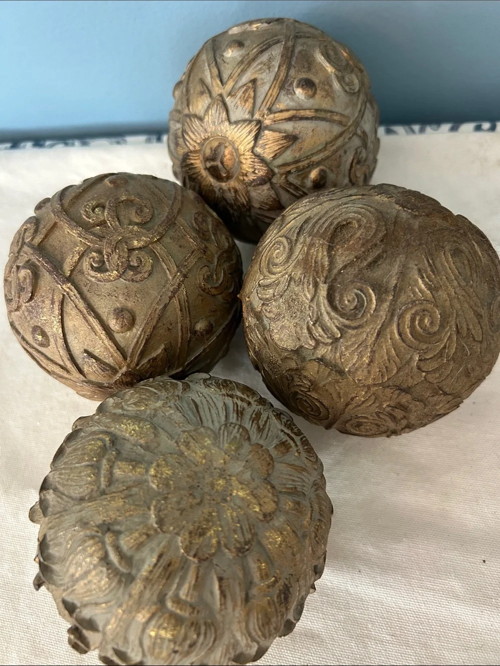 Decorative Gold Holiday Ornament Balls - Set of 4
